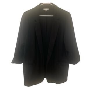 Maurices Cardigan Jacket 2X Black Open Front Notch Lapel Business Casual Classic